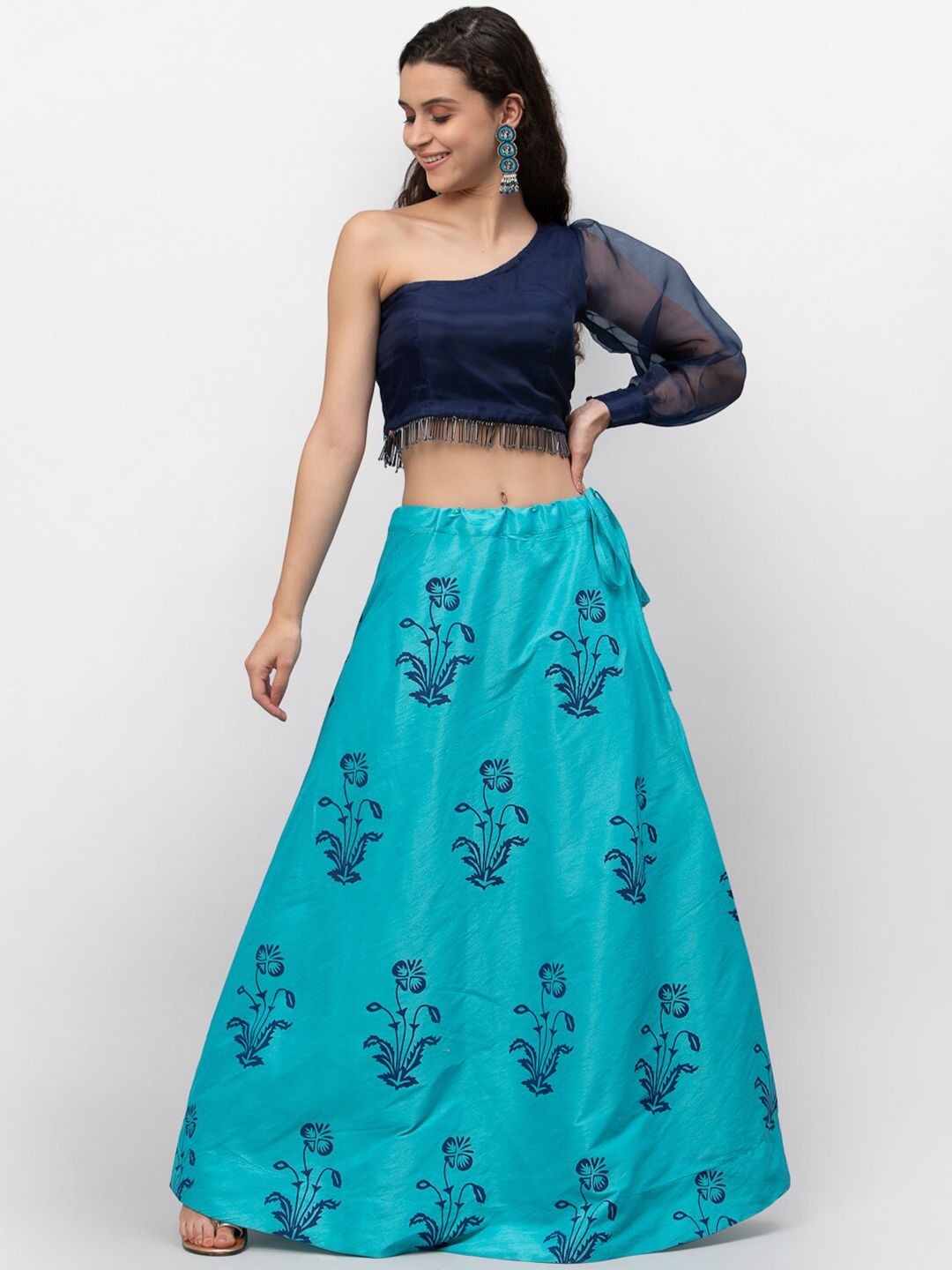 studio rasa Turquoise Blue Ready to Wear Lehenga with Blouse