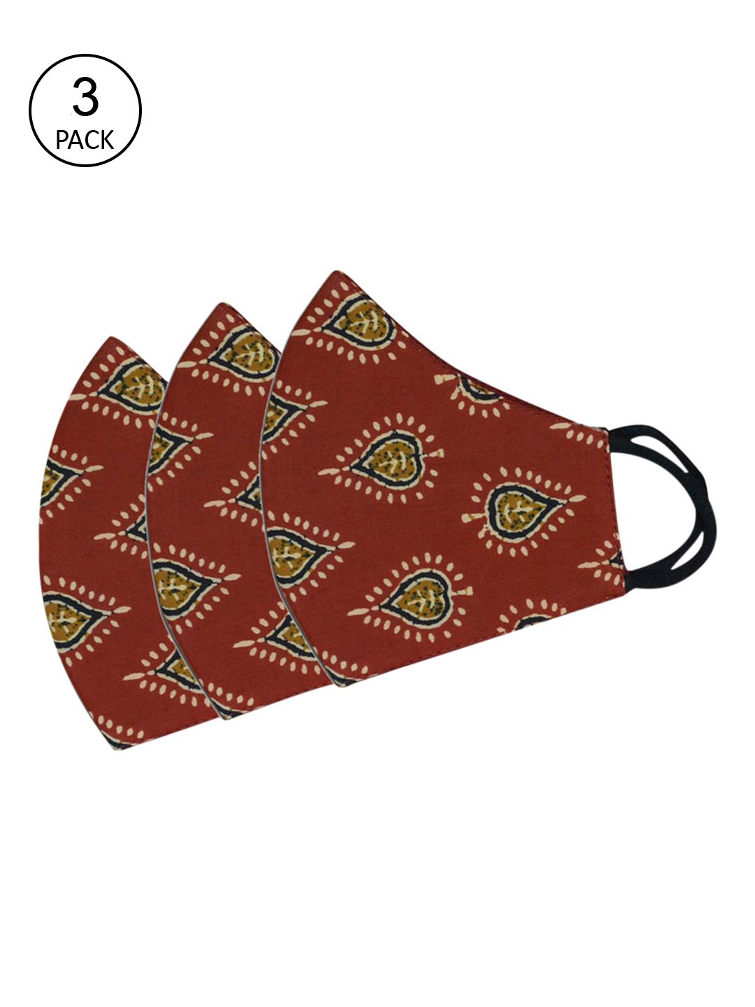 Tossido Women Pack Of 2 Maroon & Blue Printed 100% Cotton Cloth Mask Price in India