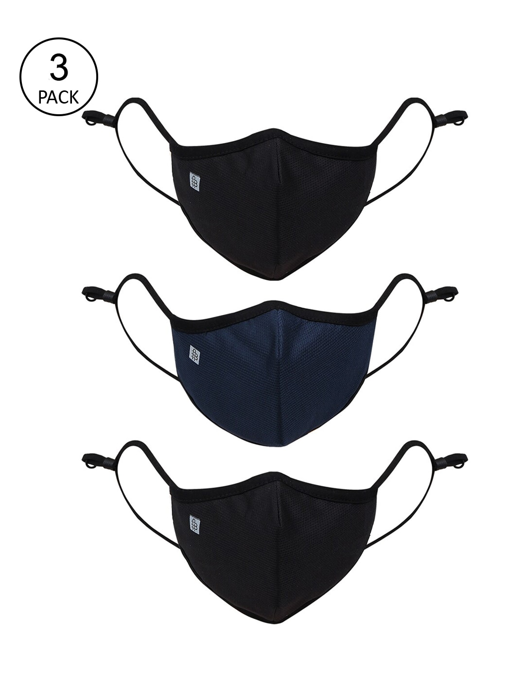 Bonjour Unisex Pack Of 3 Assorted 3-ply Cotton Reusable Cloth Mask Price in India