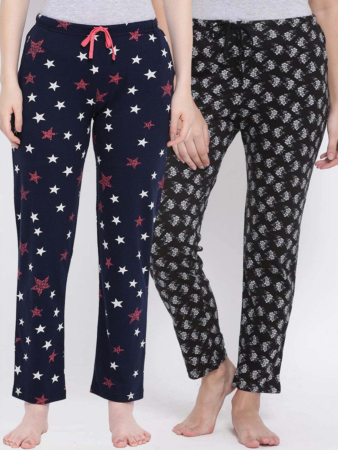 Kanvin Women Pack Of 2 Printed Cotton Lounge Pants Price in India