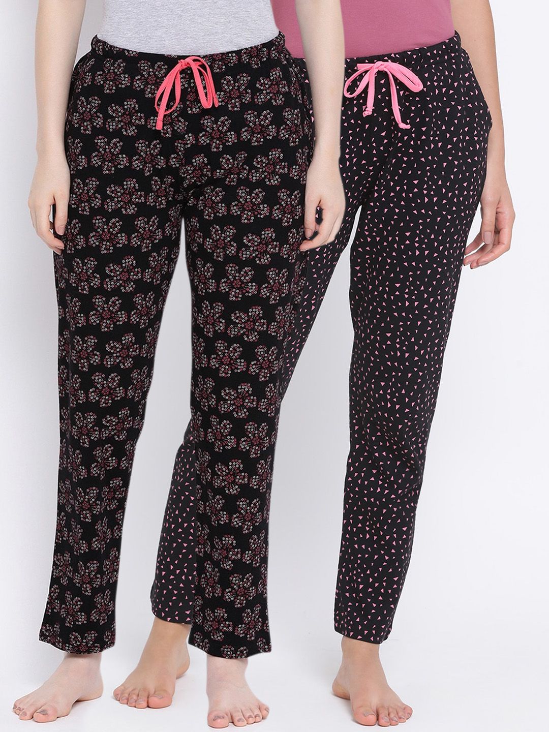 Kanvin Women Pack Of 2 Printed Pure Cotton Lounge Pants PJ1065+PJ1124 Price in India