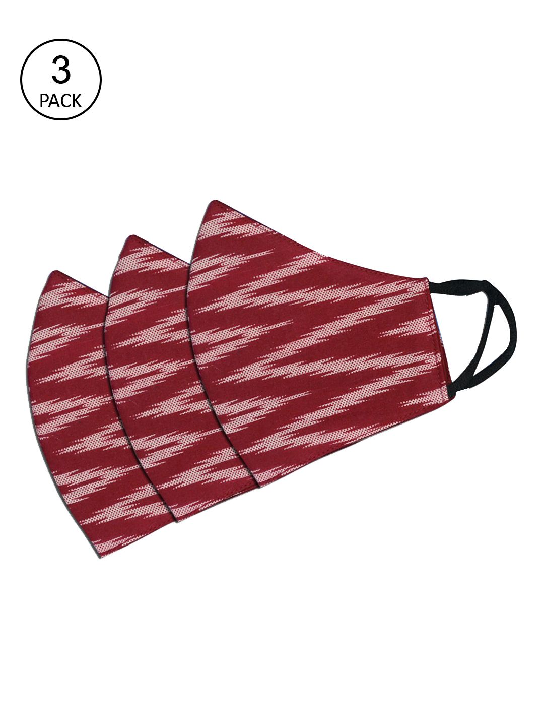 Tossido Women Pack of 3 Maroon & White Printed 100% Pure Cotton Premium 3Ply Cloth Masks Price in India