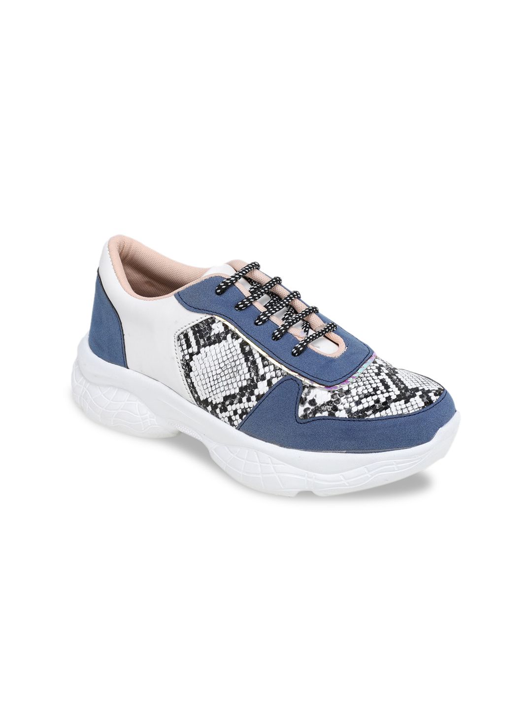 TRASE Women White & Blue Printed Sneakers Price in India