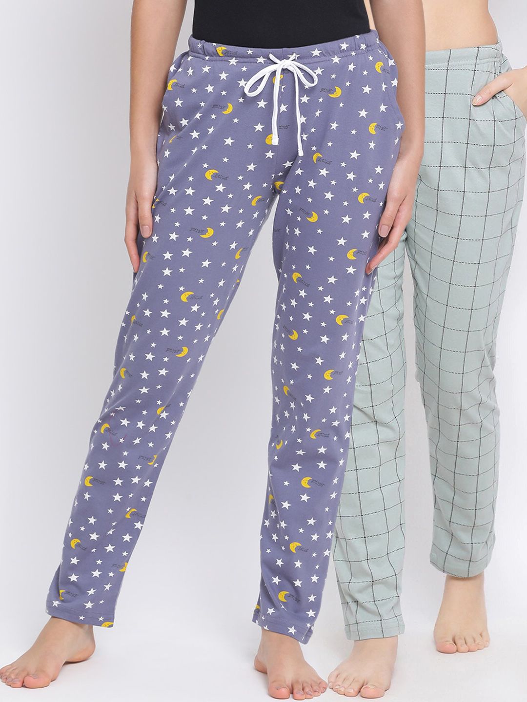 Kanvin Women Pack Of 2 Printed Pure Cotton Lounge Pants PJ1088+PJ1113 Price in India