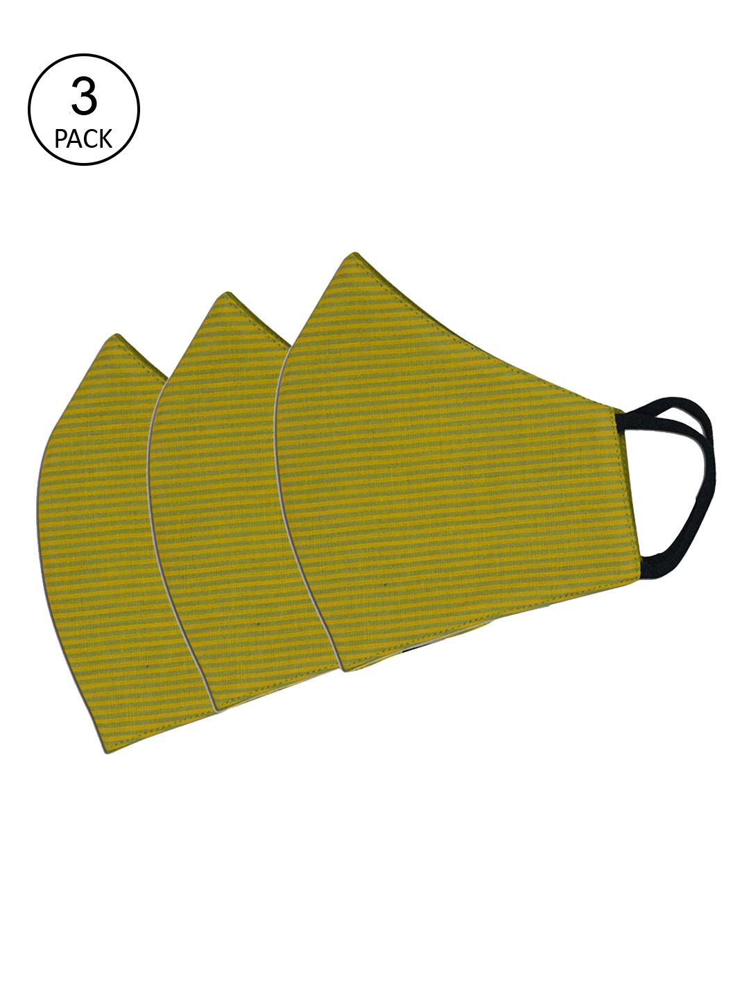 Tossido Pack Of 3 Green Solid 3-Ply 100% Cotton Reusable Cloth Masks Price in India