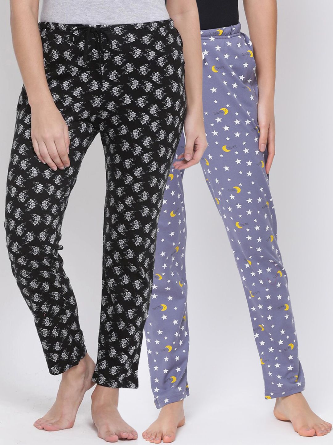 Kanvin Women Pack Of 2 Printed Pure Cotton Lounge Pants Price in India