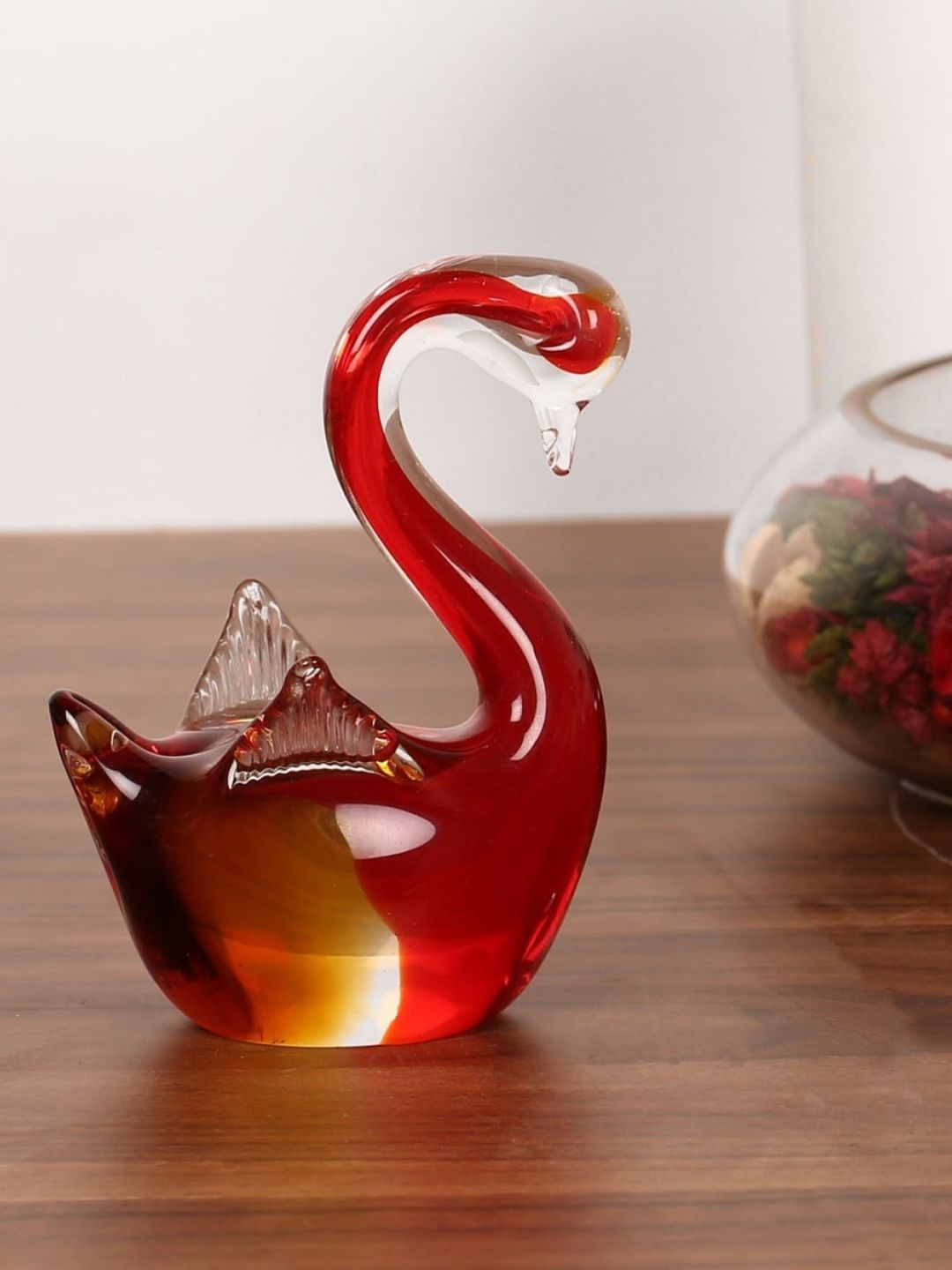 Home Centre Red & Transparent Swan Glass Figurine Showpiece Price in India