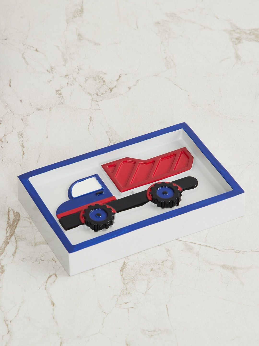 Home Centre White & Red Slate Truck Polyresin Soap Dish Price in India