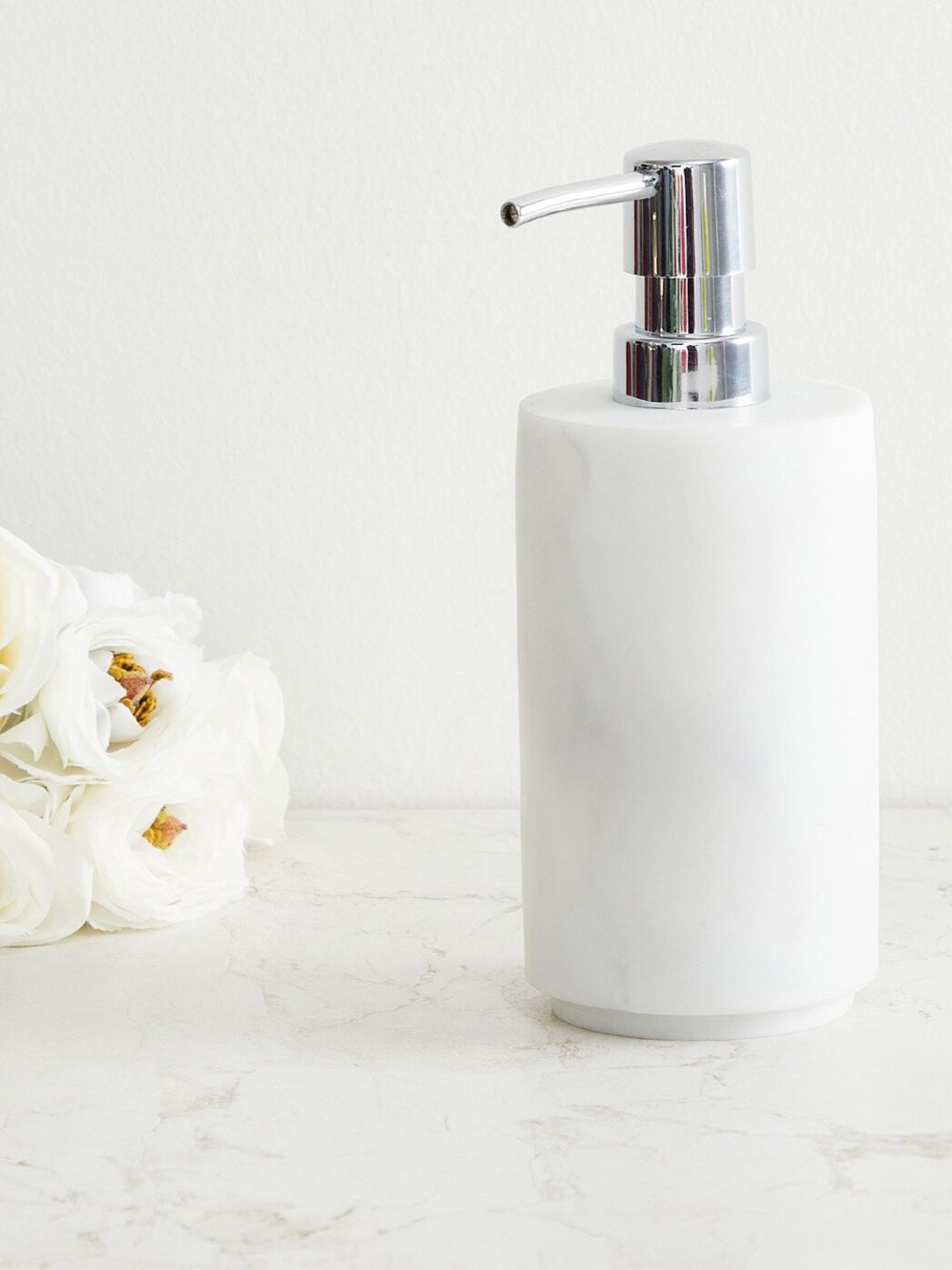 Home Centre White Abstract Marshmallow Marble Textured Soap Dispenser Price in India