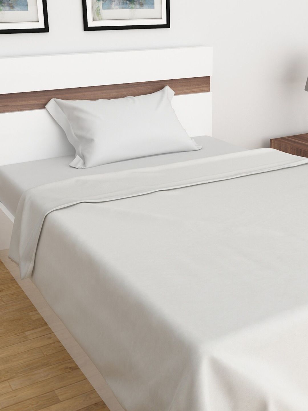 Home Centre White Solid AC Room 280 GSM Single Bed Blanket Price in India