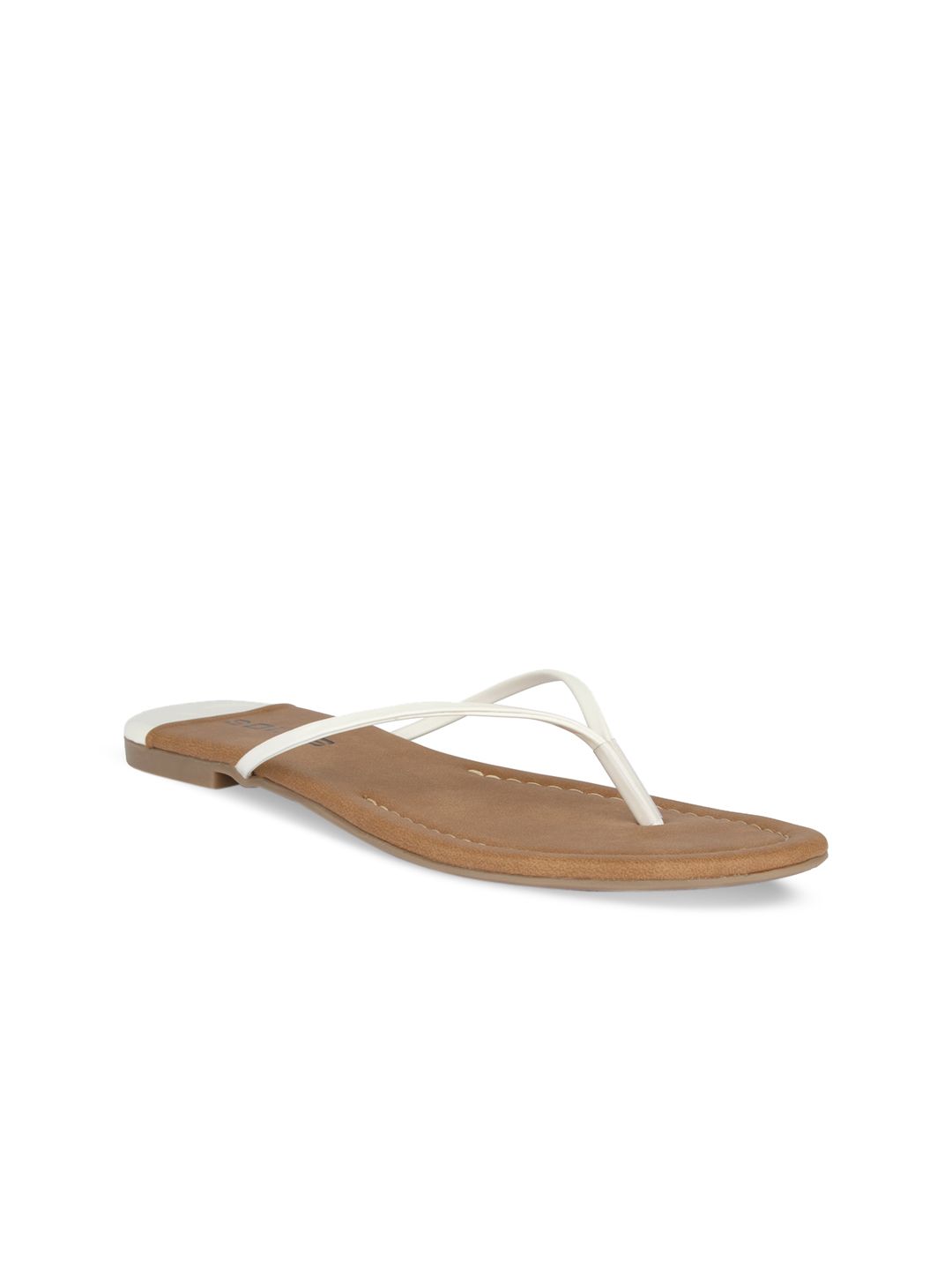 SOLES Women White T-Strap Flats Price in India