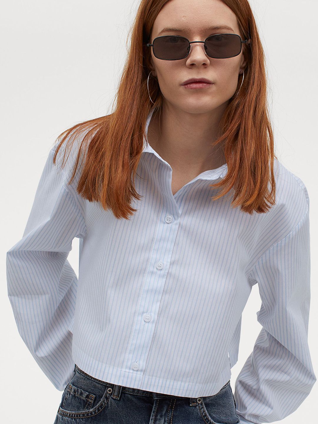 H&M Womans Cropped cotton shirt