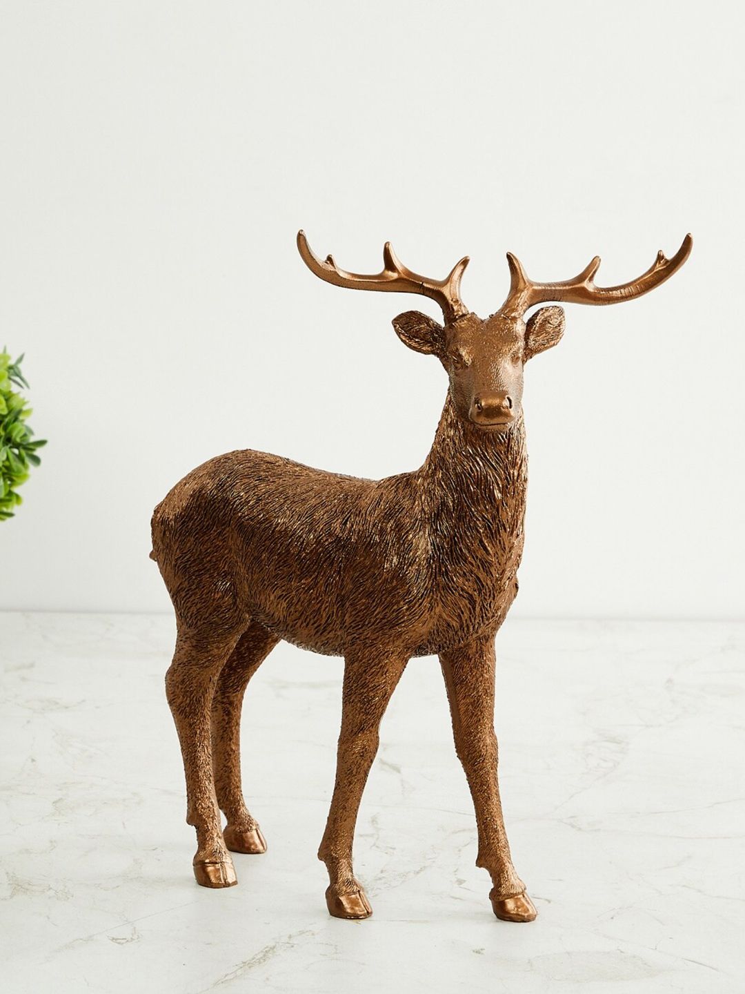 Home Centre Gold-Toned Textured Standing Deer Figurine Ceramic Showpiece Price in India