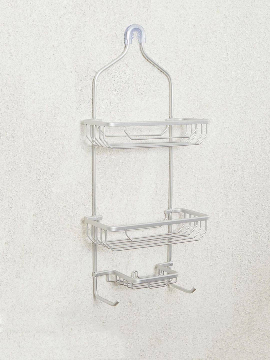 Home Centre Silver-Toned Solid Aluminium Two-Tier Shower Caddy Price in India