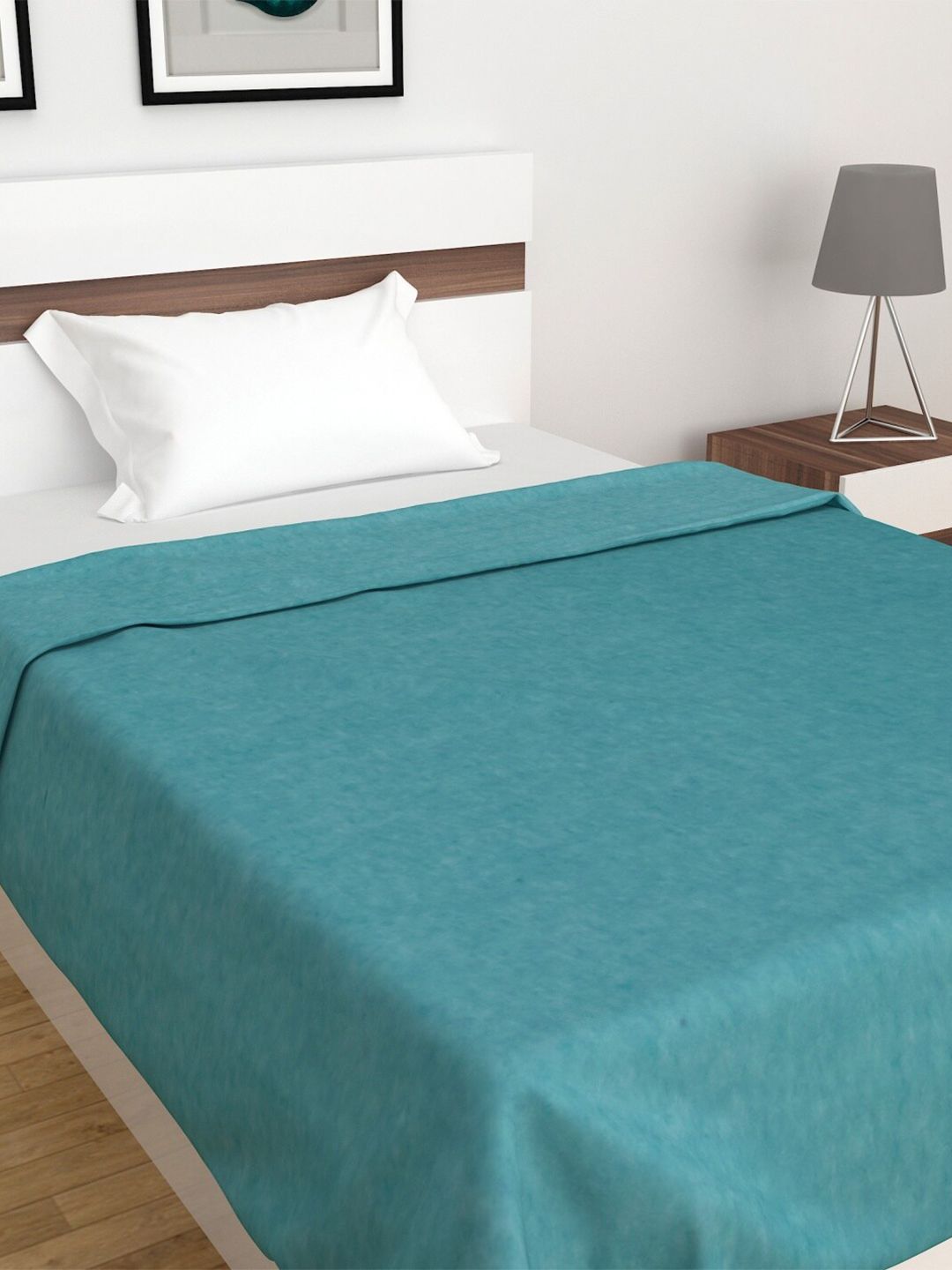 Home Centre Blue Solid AC Room 210 GSM Single Bed Blanket Price in India