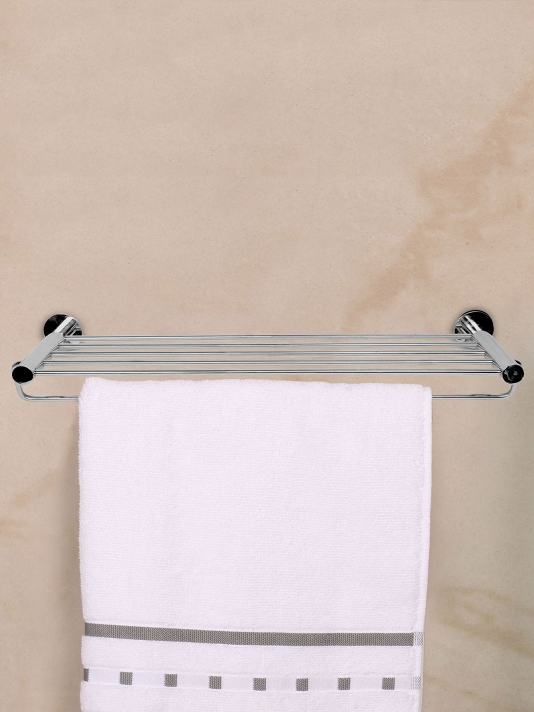 Home Centre Silver-Toned Solid Adrian Aeron 2-Tier Stainless Steel Towel Shelf Price in India