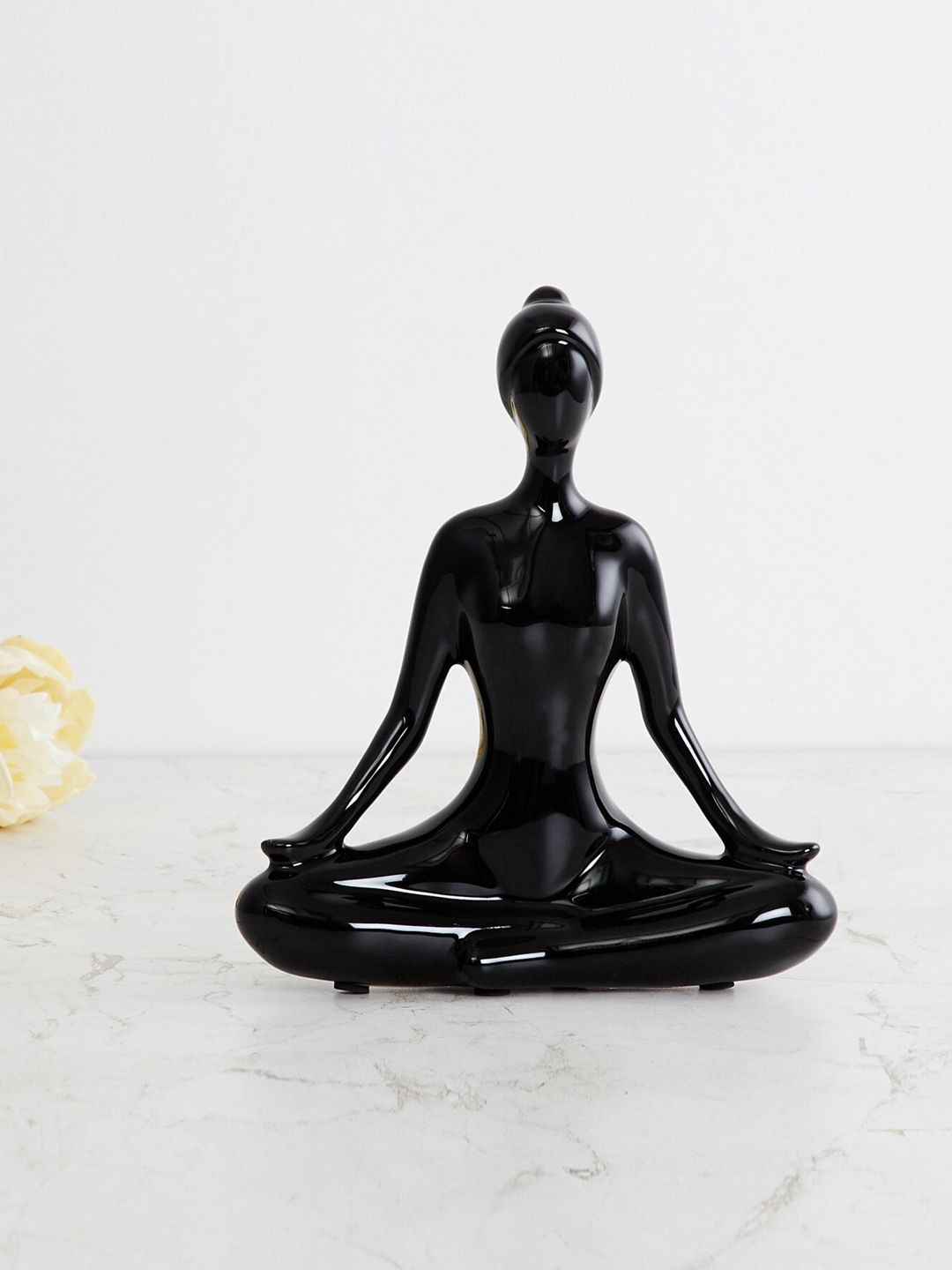 Home Centre Black Solid Ceramic Meditation Figurine Price in India