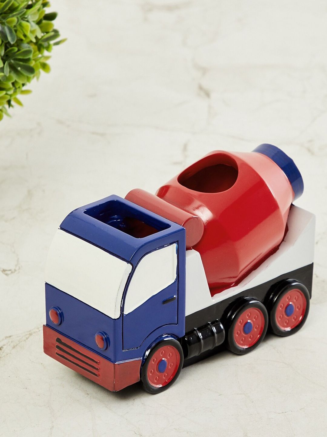 Home Centre Blue & Red Solid Slate Cement Truck Toothbrush Holder Price in India