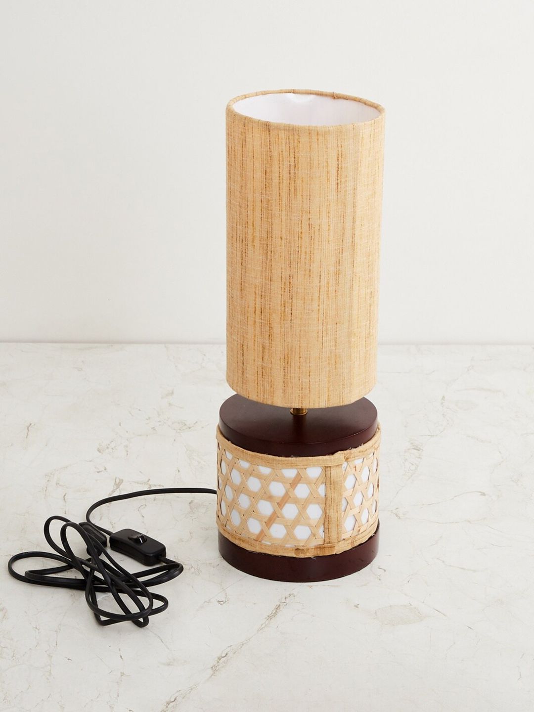 Home Centre Brown Contemporary Column Table Lamp with Shade Price in India