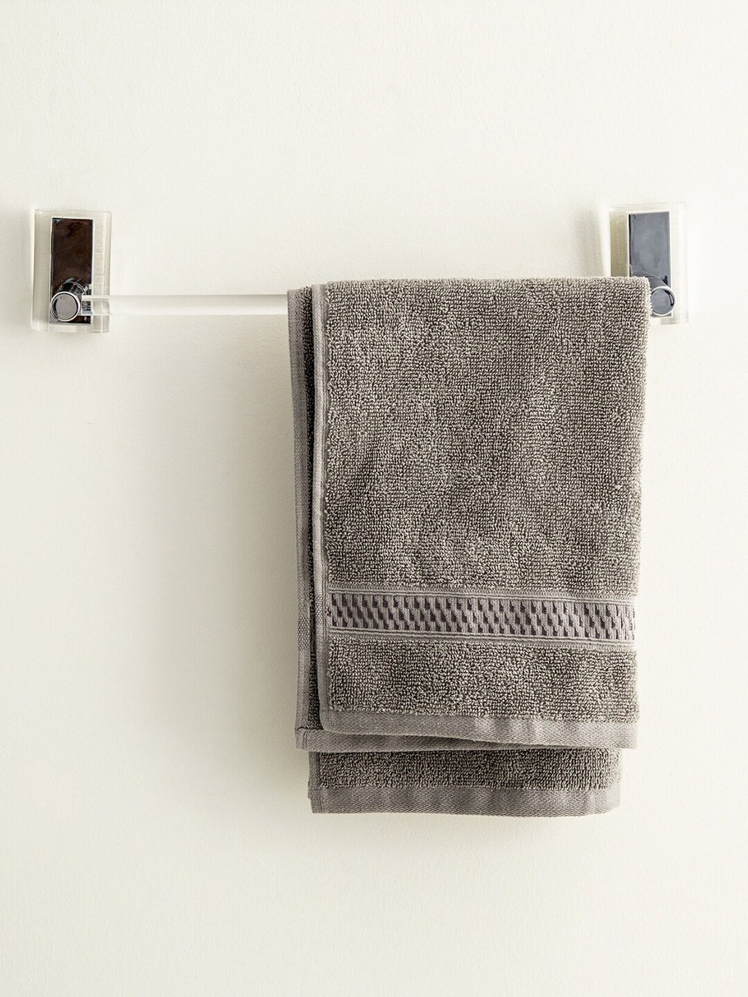 Home Centre Silver-Toned & Transparent Orion Highline Glass Towel Bar Price in India
