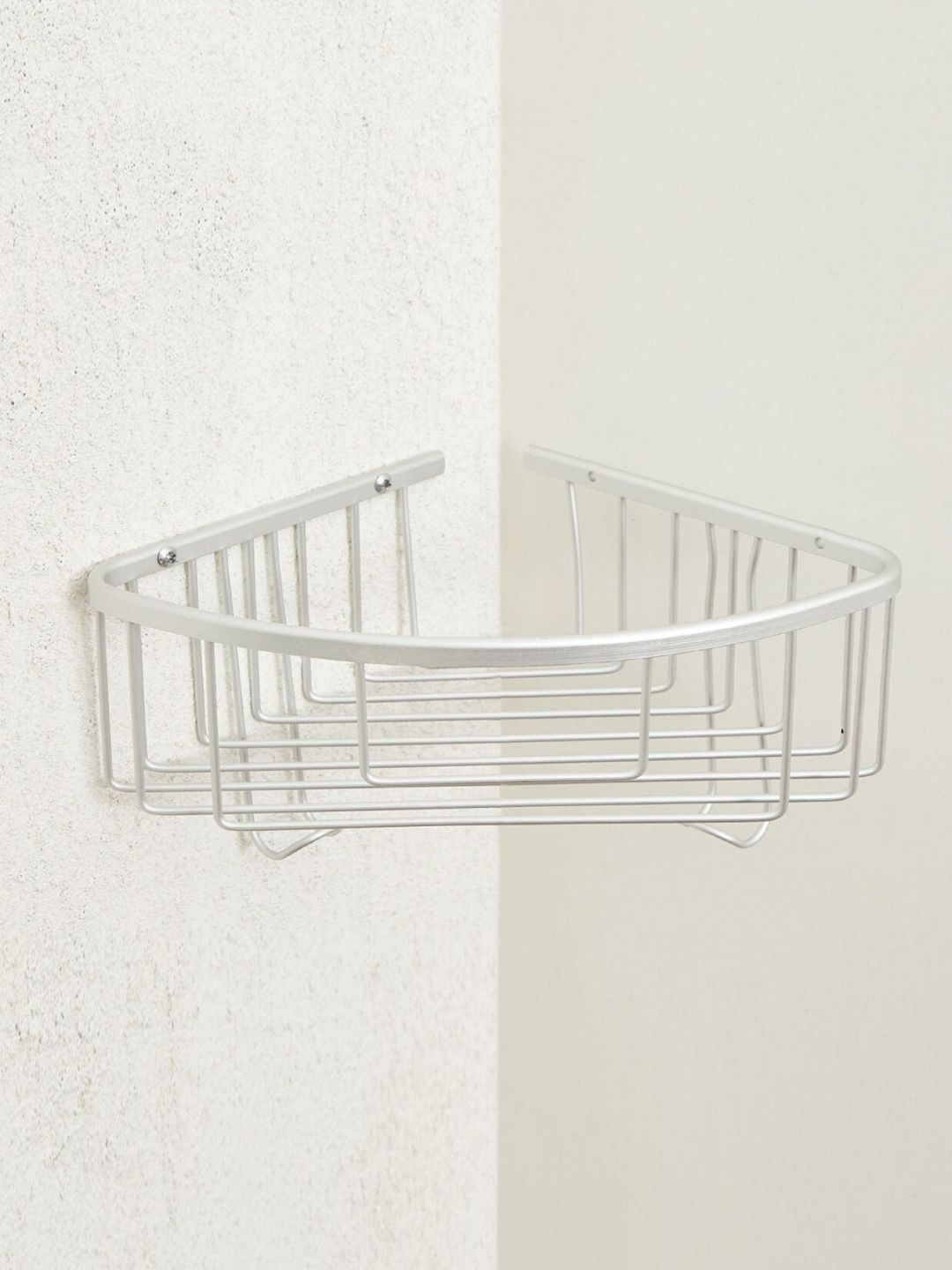 Home centre Silver Toned Solid Aluminium Steele Triangle Corner Shower Bathroom Caddy Price in India