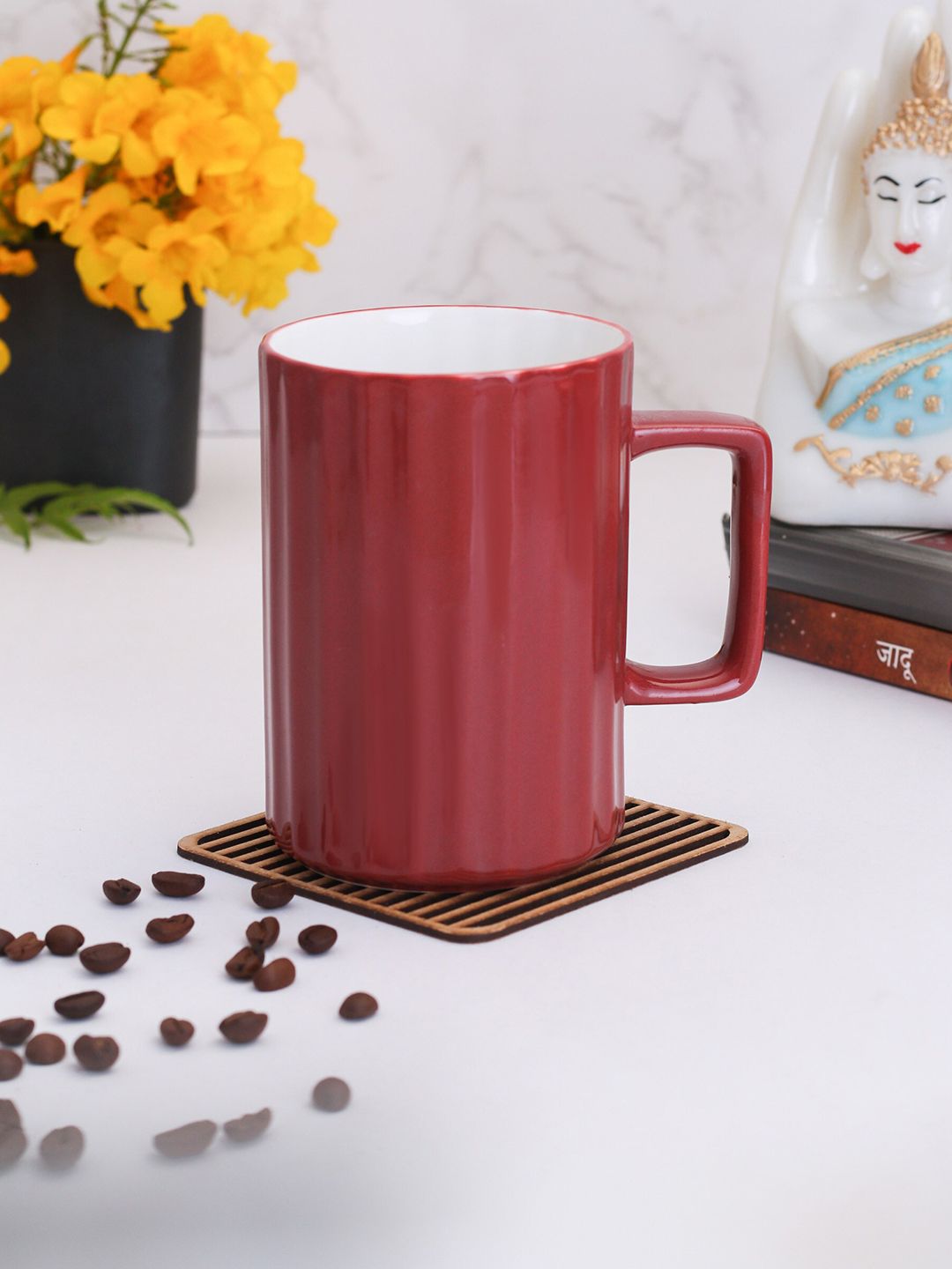 CLAY CRAFT Maroon Textured Ceramic Mug Price in India