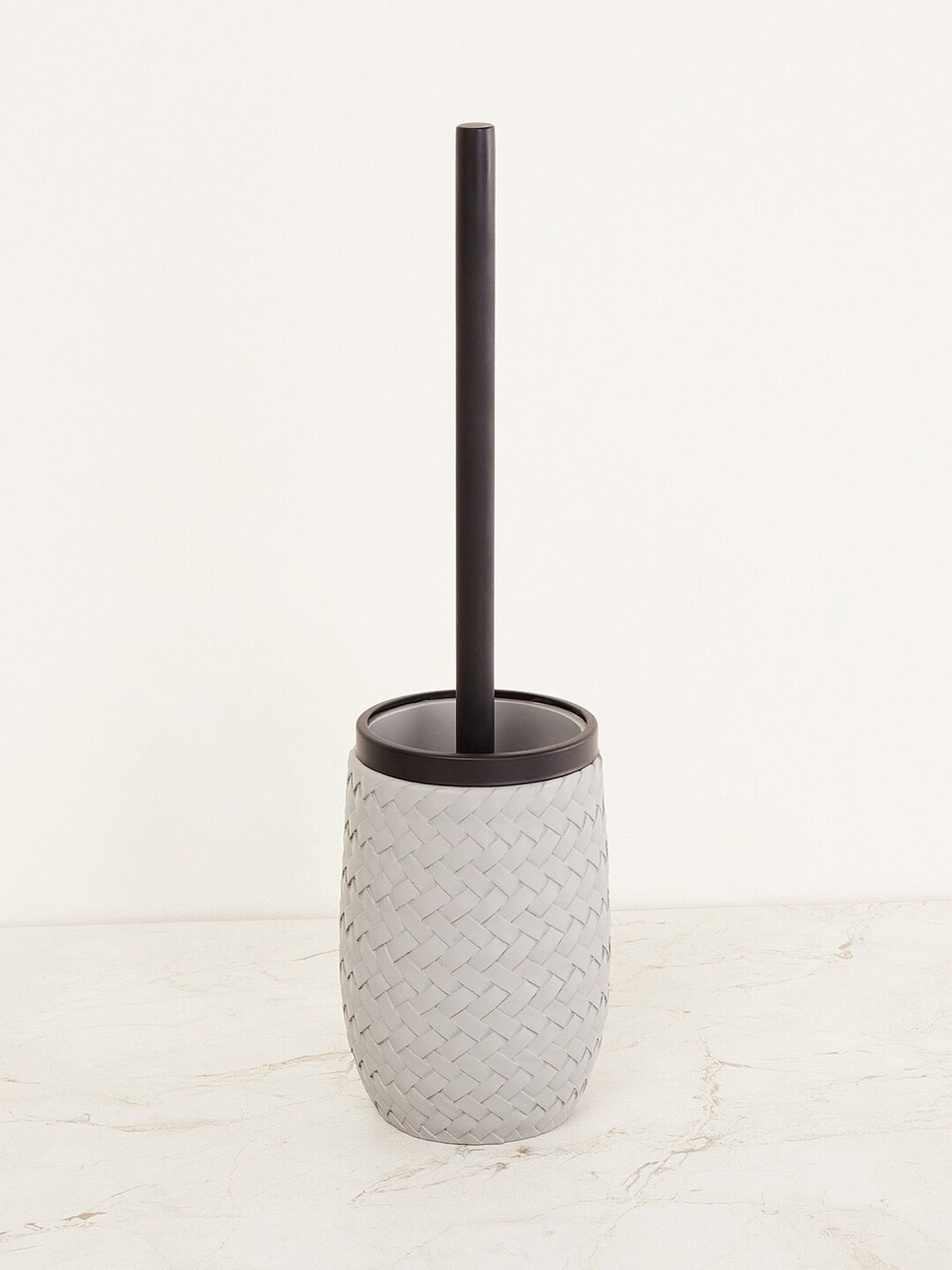 Home Centre Grey & Black Textured Marshmallow Polyresin Toilet Brush With Holder Price in India