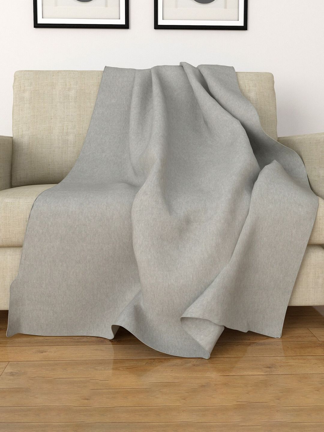 Home Centre Grey Solid AC Room 110 GSM Single Bed Blanket Price in India
