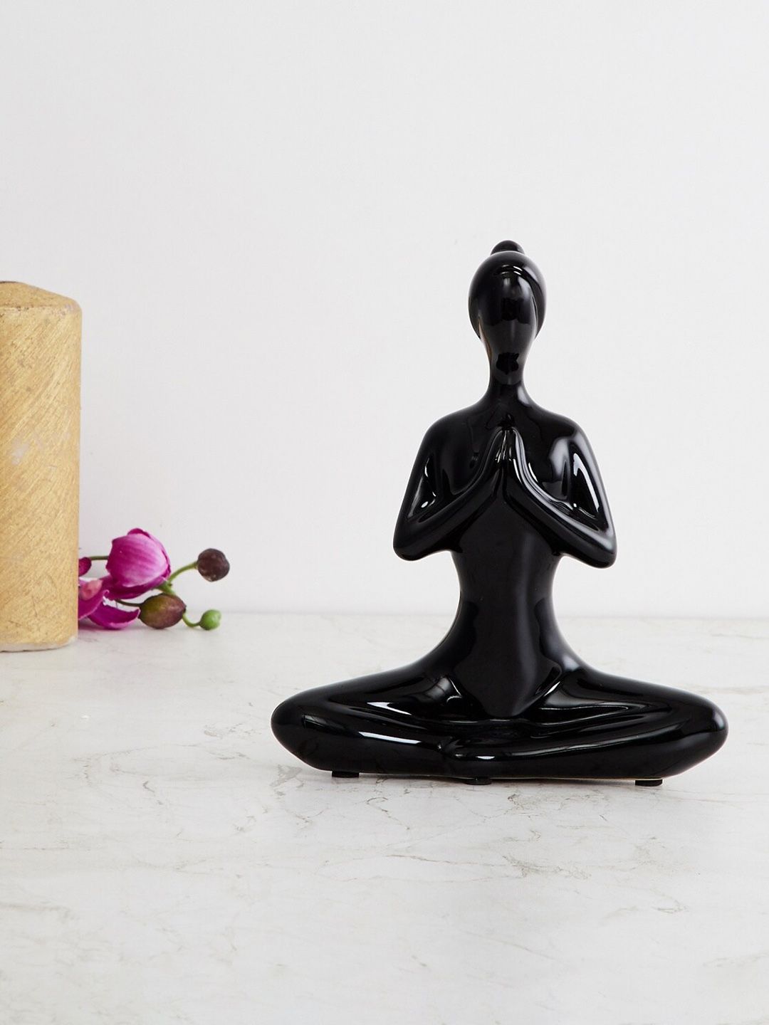 Home Centre Black Solid Ceramic Splendid Meditation Figurine Showpiece Price in India