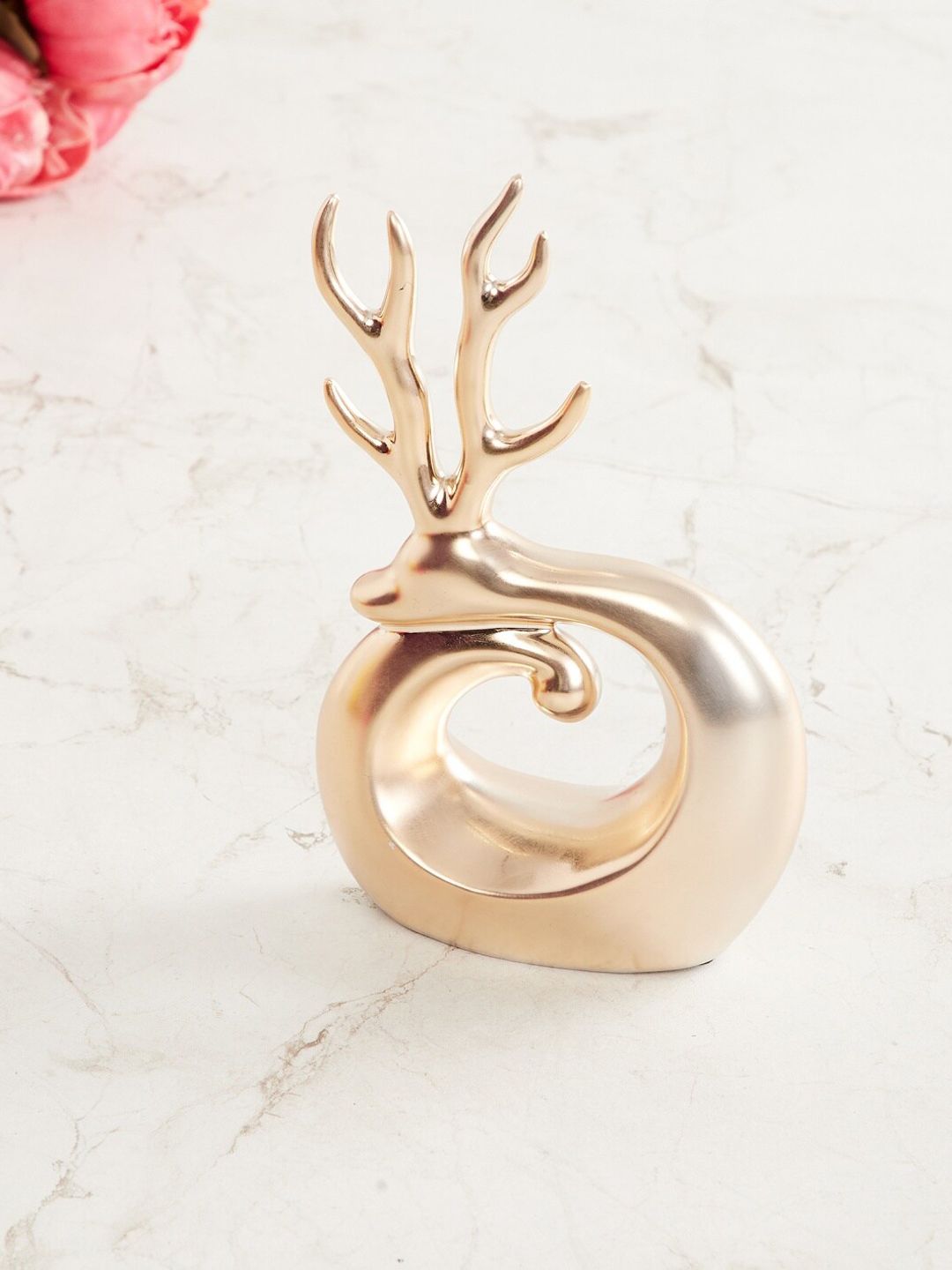 Home Centre Gold-Toned Solid Ceramic Deer Figurine Showpiece Price in India