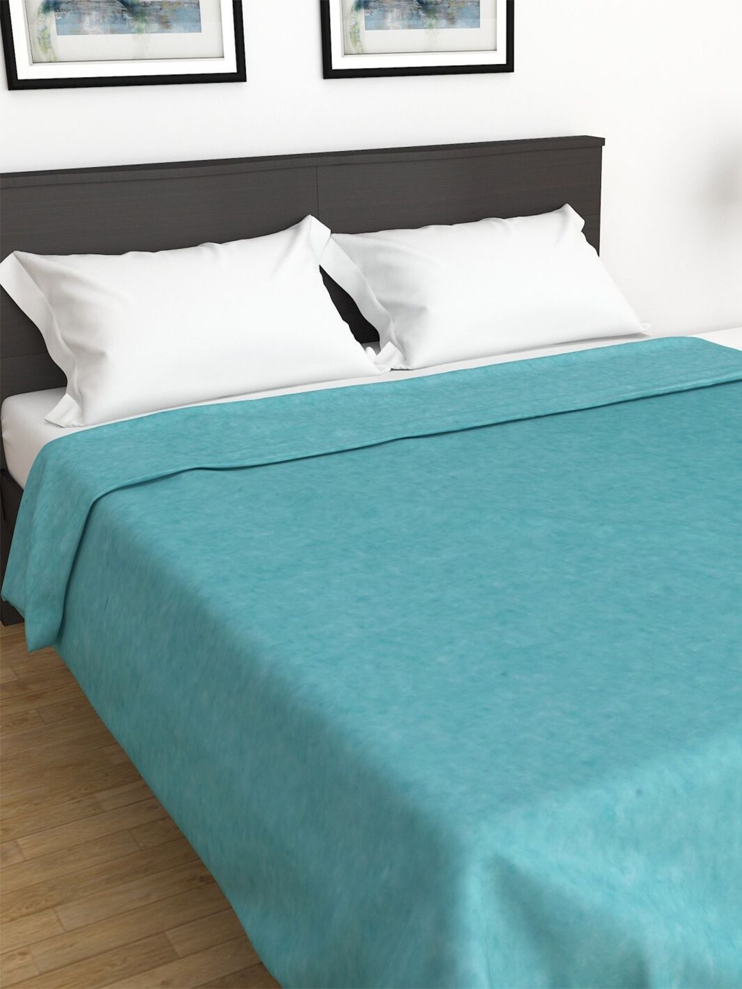 Home Centre Blue Solid AC Room 190 GSM Double Bed Blanket Price in India