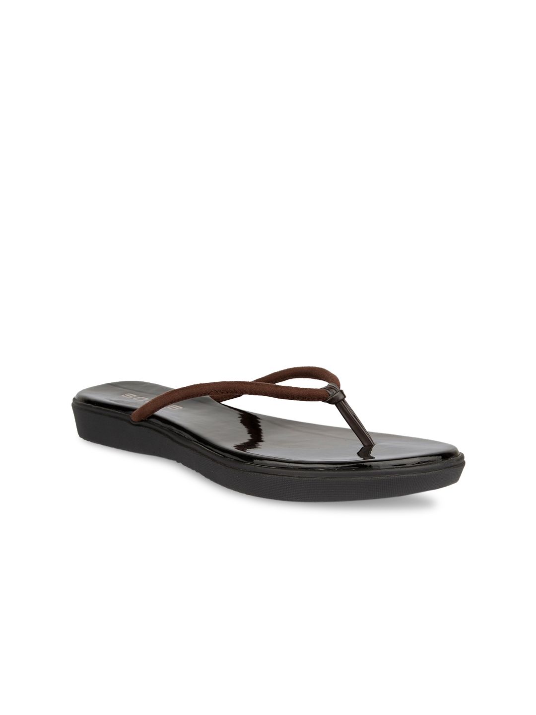 SOLES Women Brown Thong Flip-Flops Price in India