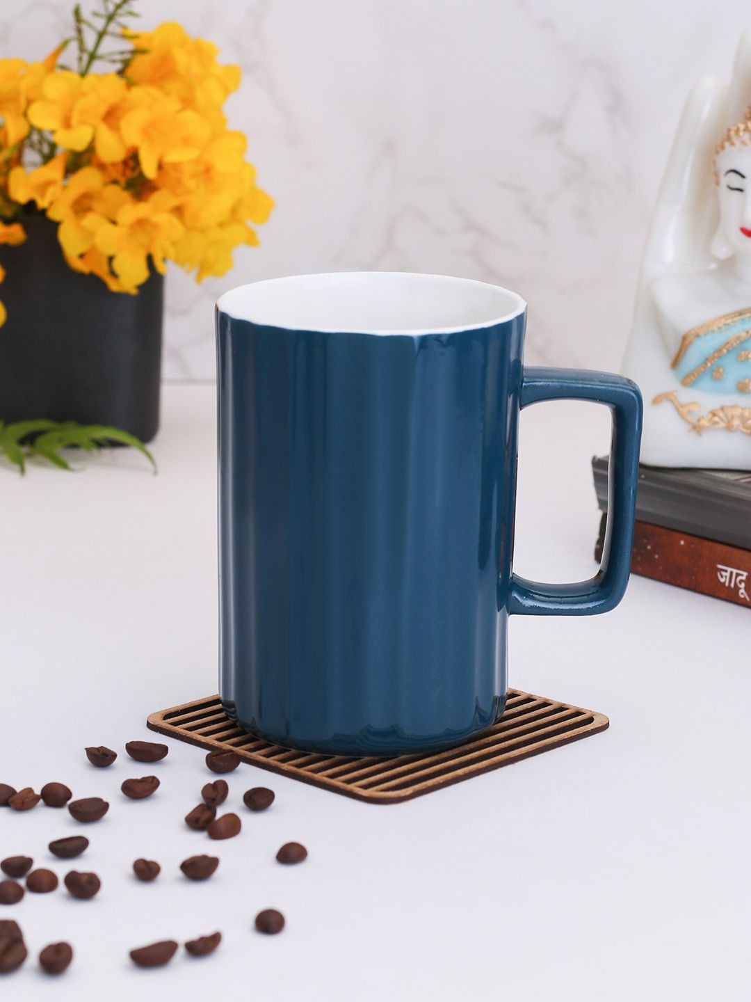 CLAY CRAFT Blue Textured Ceramic Mug Price in India