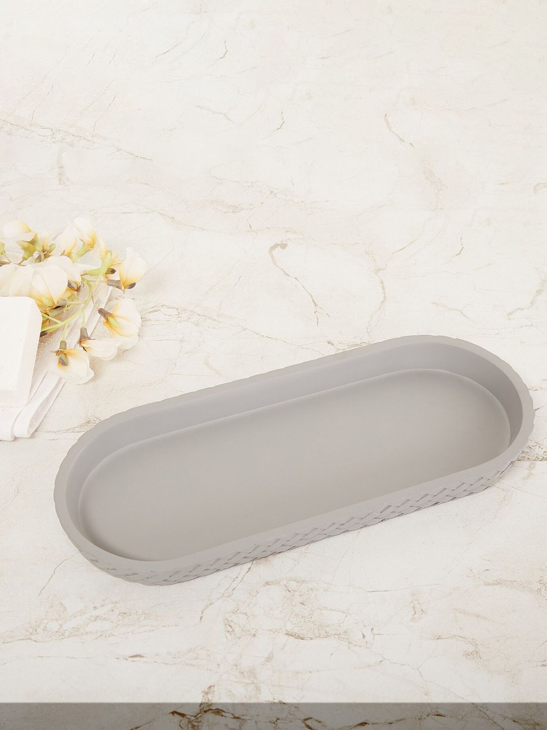 Home Centre Grey Marshmallow Textured Polyresin Tray Price in India
