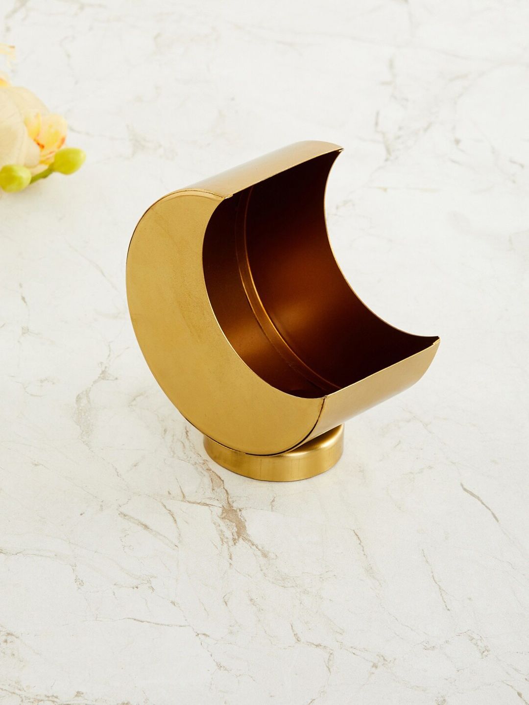 Home Centre Gold-Toned Ceramic Eternity Solid Moon-Shaped Planter Price in India