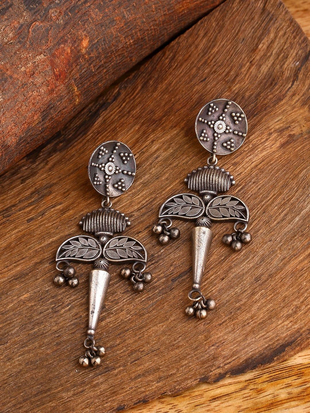 Infuzze Silver-Toned Contemporary Drop Earrings Price in India