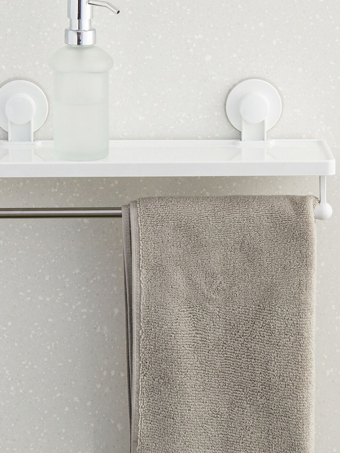 Home Centre White & Silver-Toned Orion Wall Mounted Towel Rack With Suction Cup Price in India