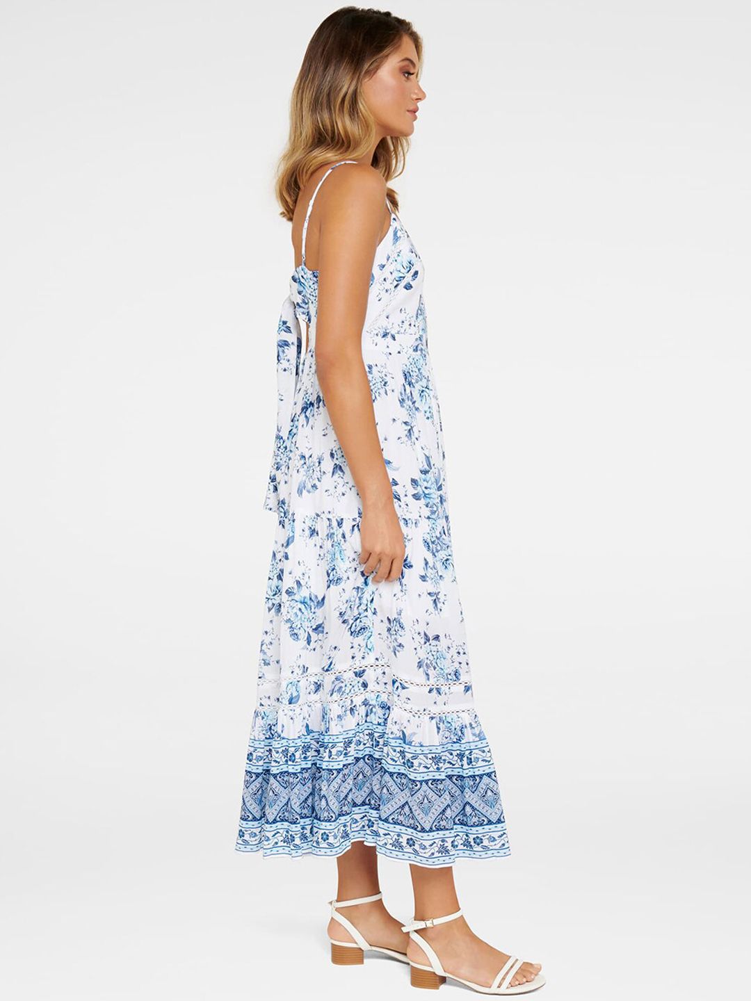 Buy Forever New Women Blue & White Floral Printed Tiered Maxi Dress -  Dresses for Women 14242312 | Myntra