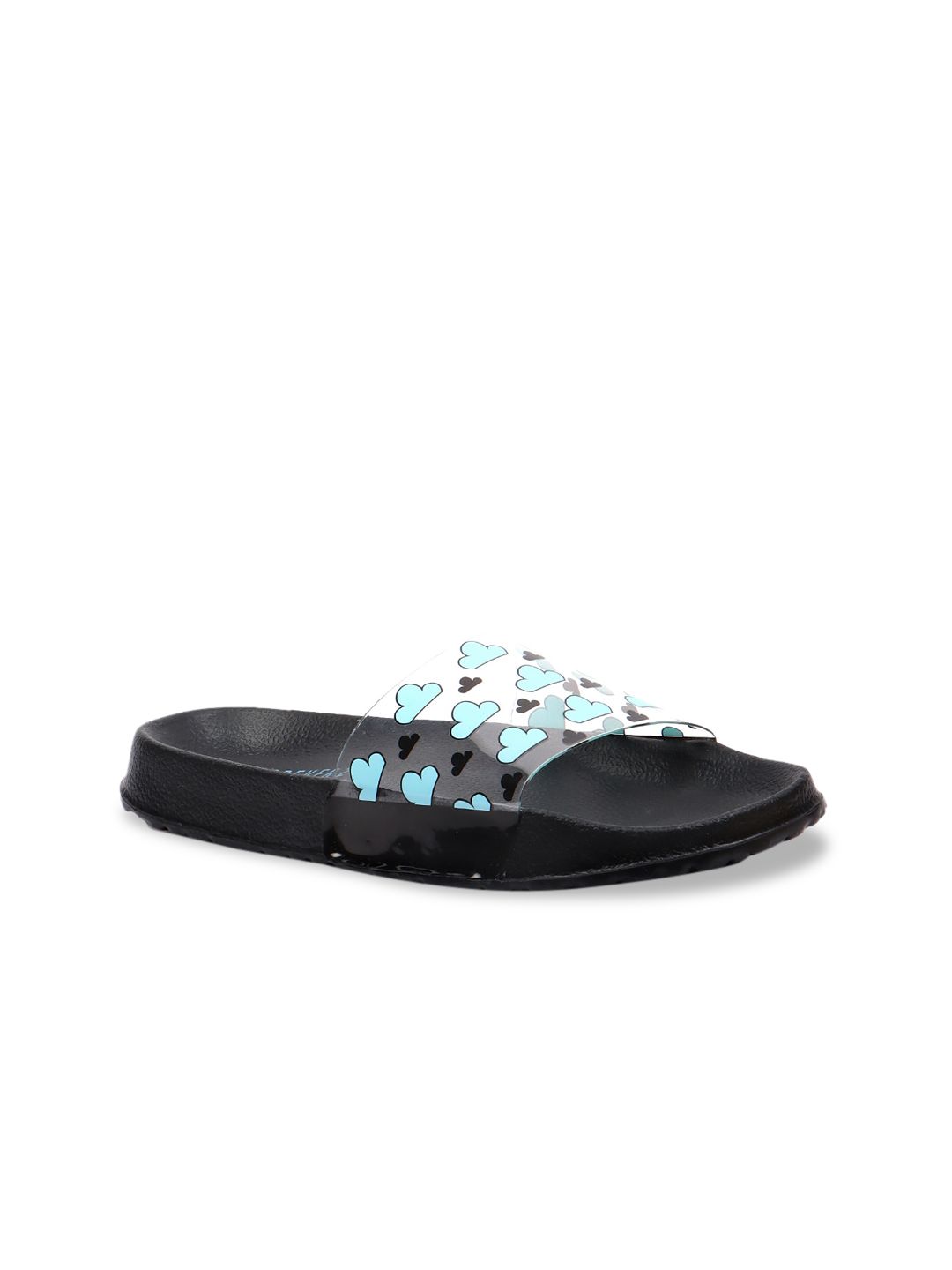 FOREVER 21 Women Black & Turquoise Blue Printed Sliders Price in India