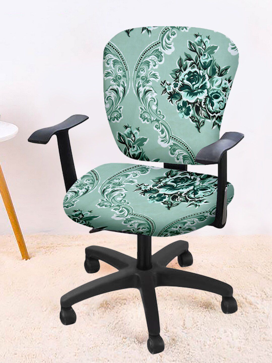 Cortina Set Of 6 Green & White Floral Print Chair Covers Price in India