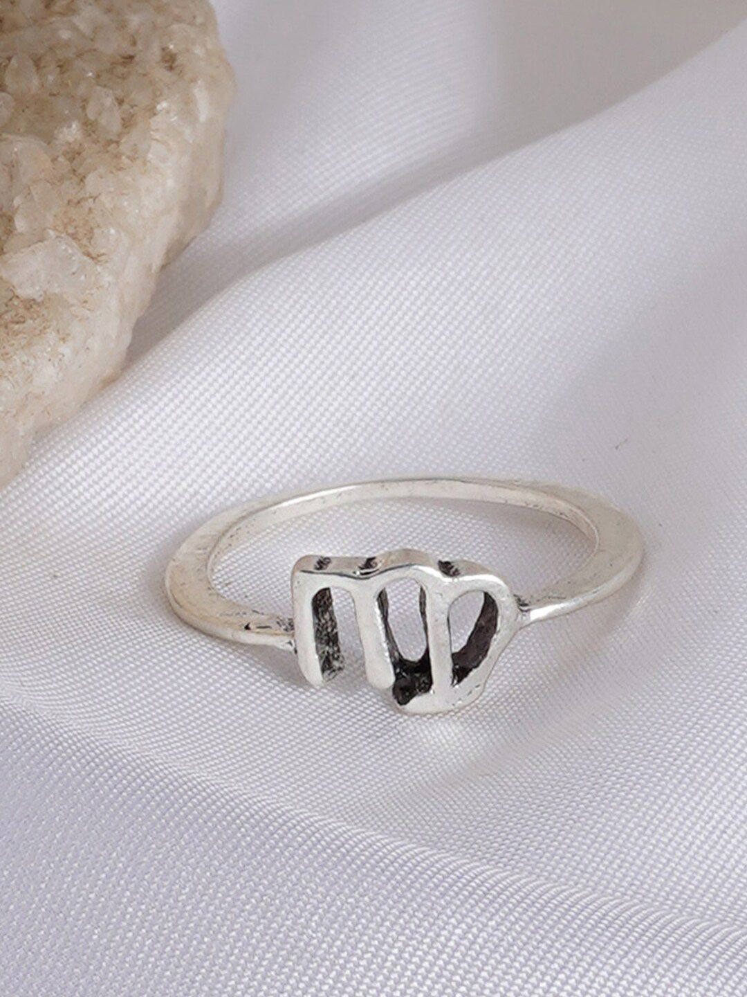 JOKER & WITCH Silver-Plated Virgo Zodiac Finger Ring Price in India