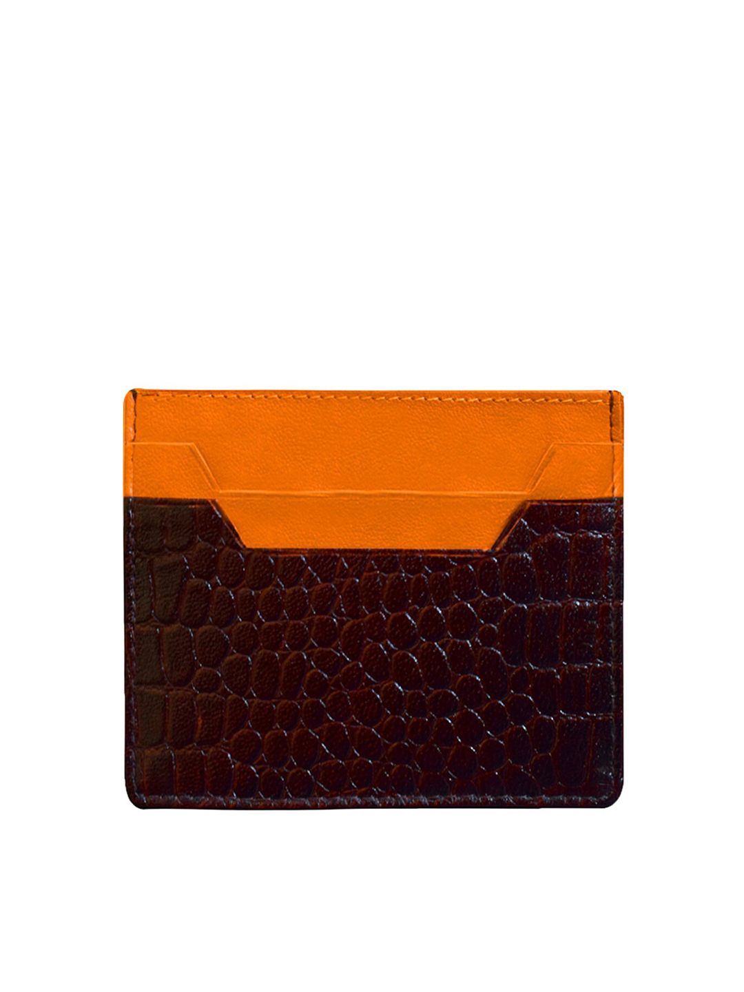 DR. HENRY Unisex Brown & Yellow Textured Leather Card Holder Price in India