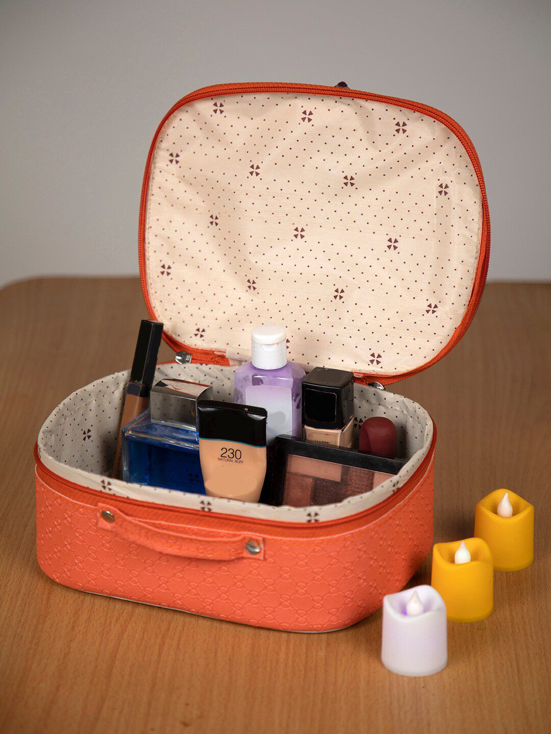 atorakushon Peach Textured Jewellery Travelling Vanity Organizer Price in India