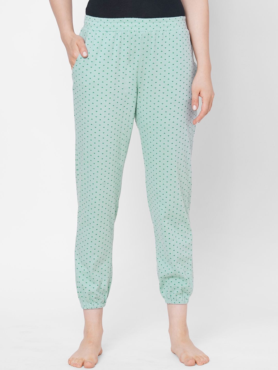 Mystere Paris Women Green Printed Lounge Pants Price in India