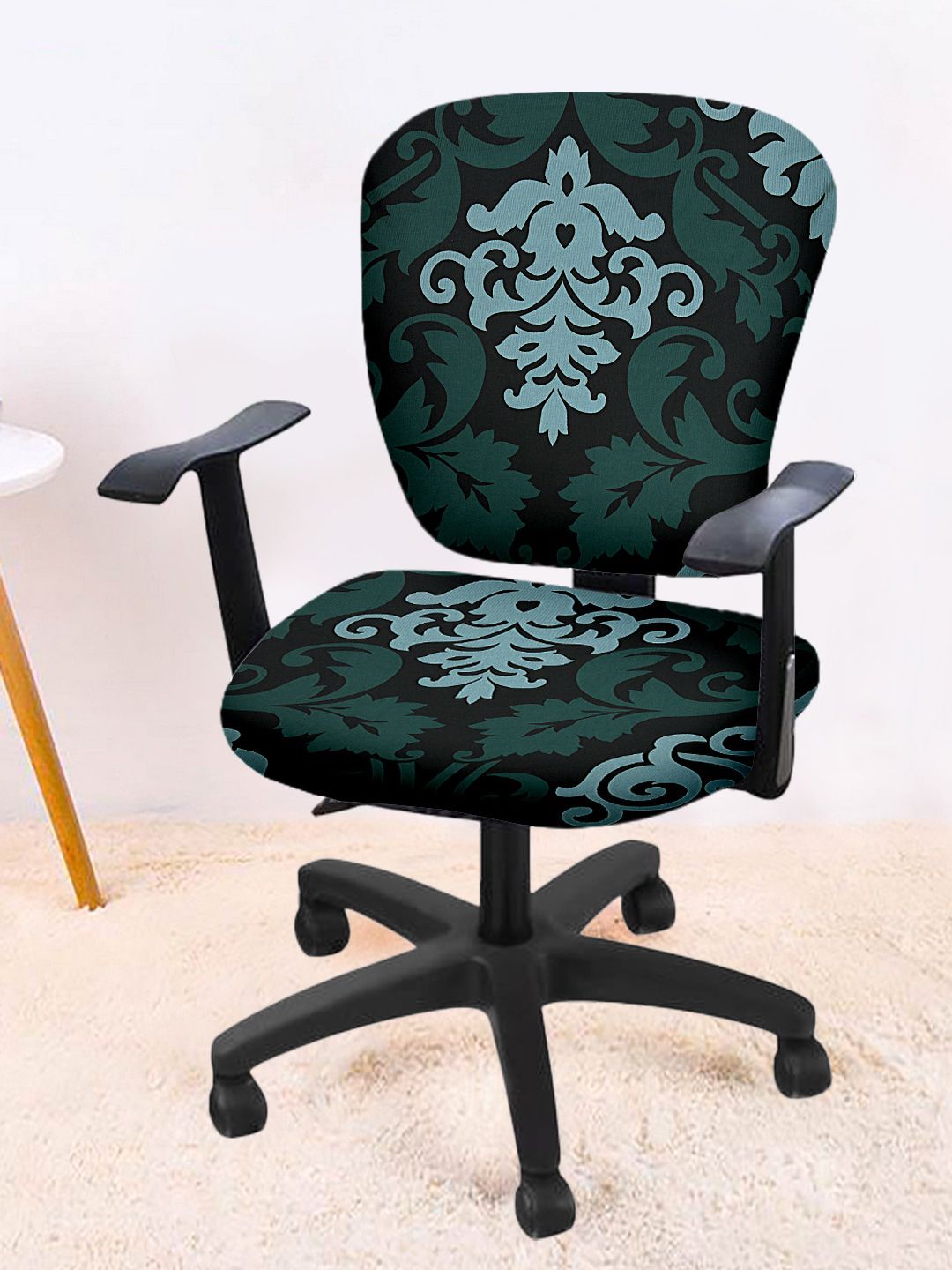 Cortina Set Of 4 Black & Green Printed Chair Covers Price in India