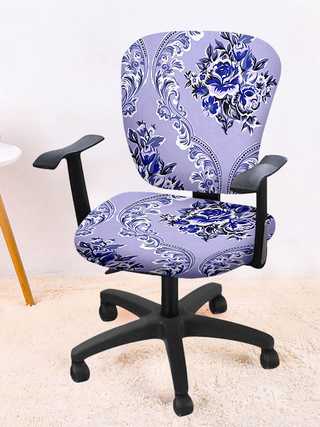 Cortina Set Of 8 Lavender & White Floral Print Chair Covers Price in India