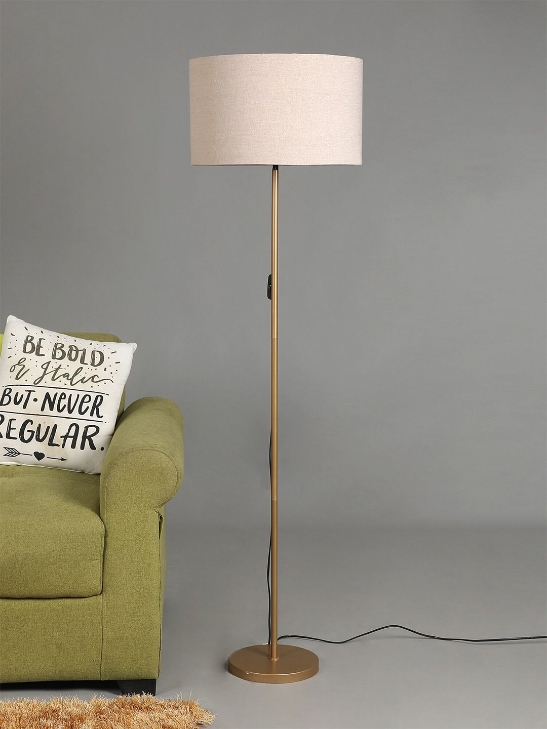 SANDED EDGE Beige & Gold-Toned Solid Contemporary Club Lamp Price in India