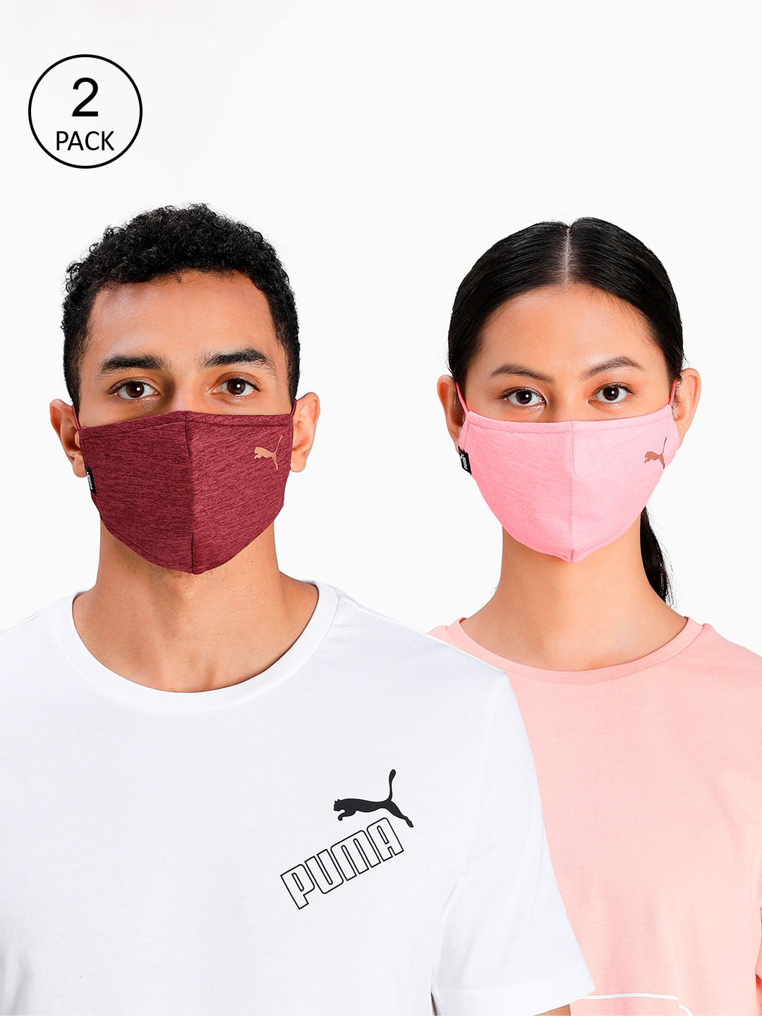 Puma Unisex Pack Of 2 Solid 5-Ply Cotton Protective Outdoor Face Masks Price in India