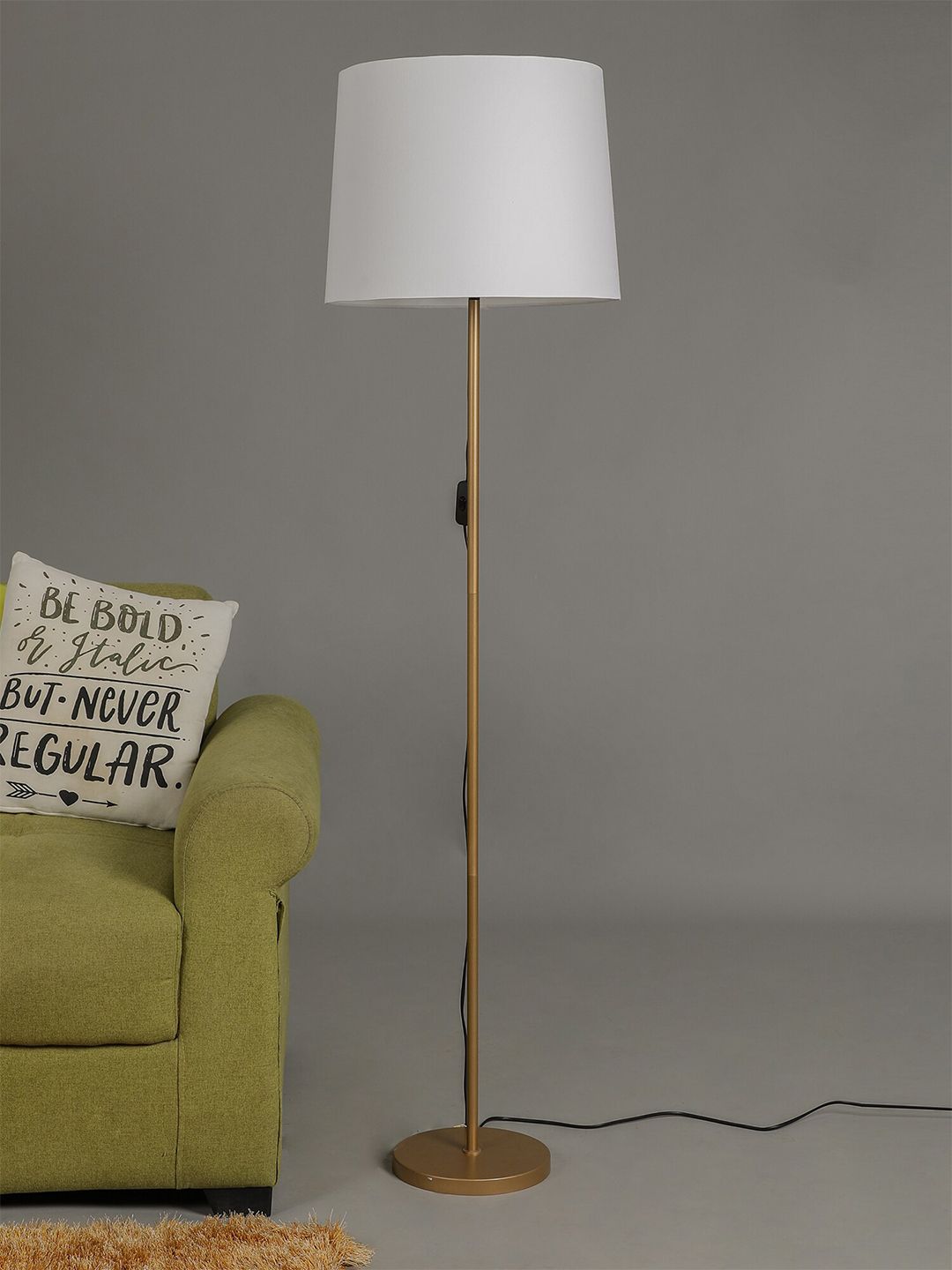 SANDED EDGE Gold-Toned & White Solid Club Lamp Price in India