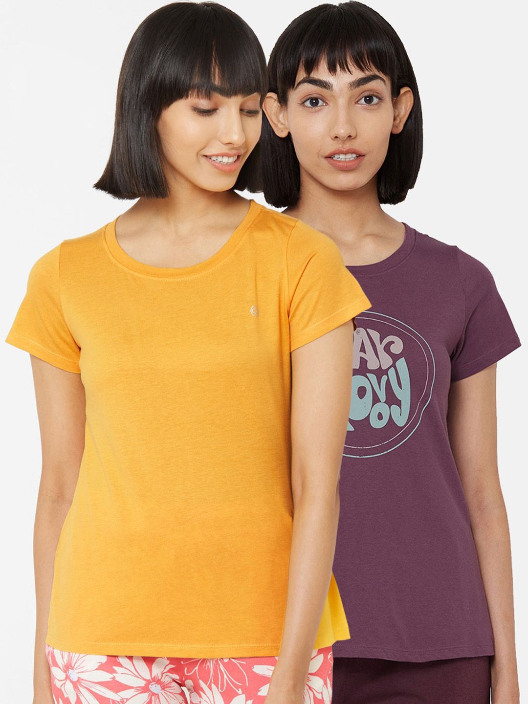 Soie Women Pack Of 2 Printed Lounge T-Shirts Price in India